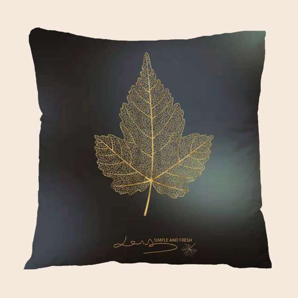 

Leaf Print Cushion Cover Without Filler, Multicolor