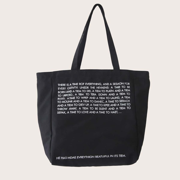 

Letter Graphic Shopper Bag, Black