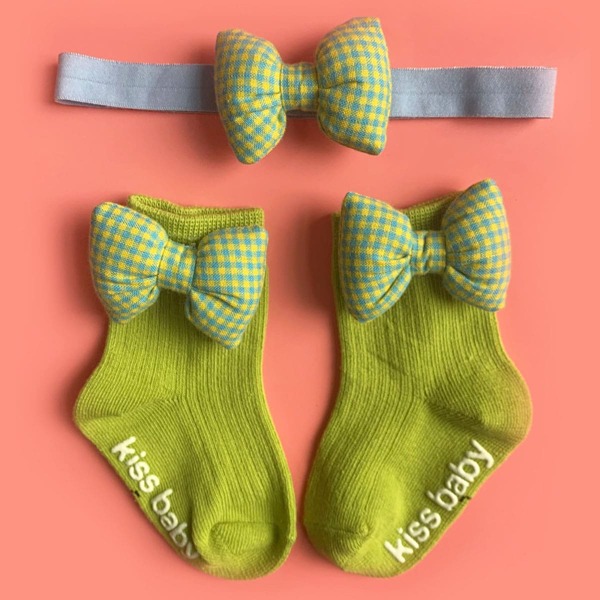 

Baby Bow Knot Decor Headband & Socks, Green