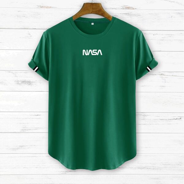 

Men Letter Graphic Tee, Dark green