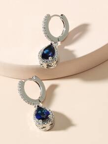 Pendientes de gota con circón - Azul - Ver 2
