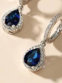 Pendientes de gota con circón - Azul - Ver 3