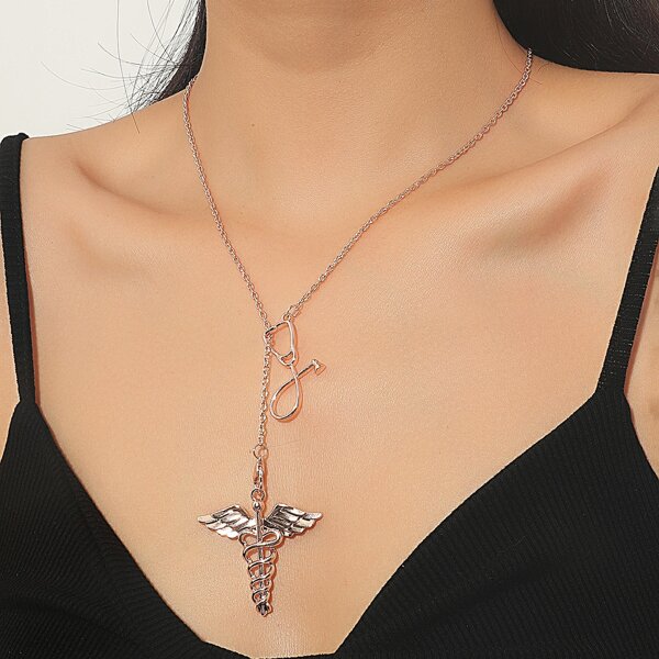 

Wing Charm Necklace, Rose gold