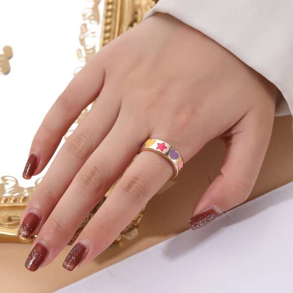 

Heart & Star Detail Ring, Multicolor