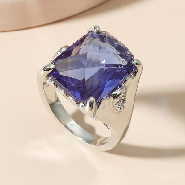 

Geometric Gemstone Decor Ring, Violet purple