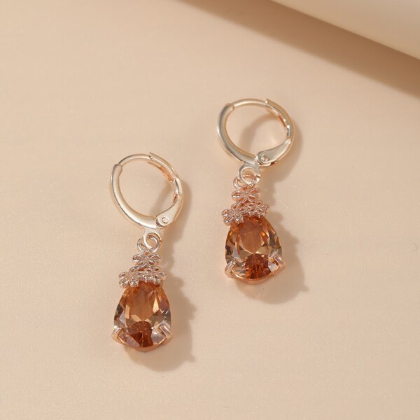 

Water Drop Decor Earrings, Champagne