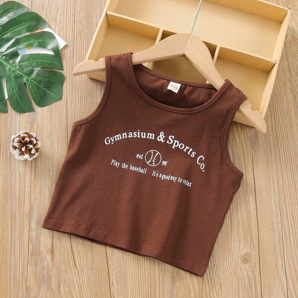 

Toddler Girls Slogan Graphic Tank Top, Chocolate brown