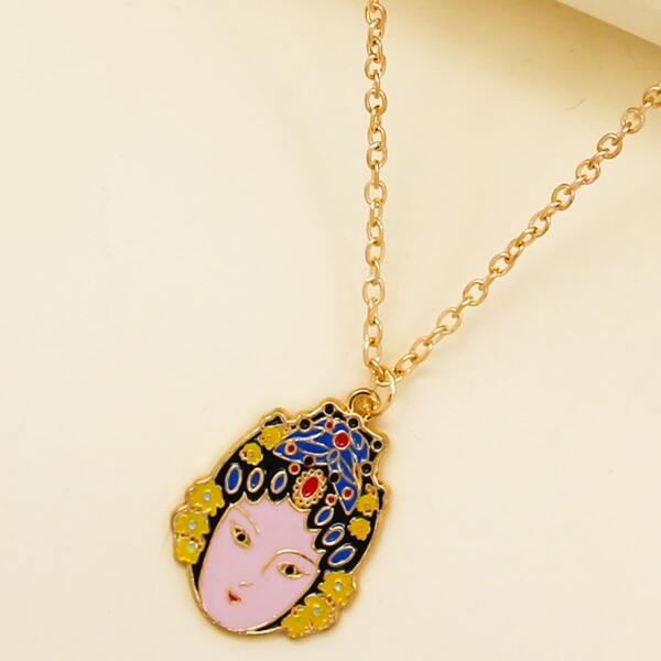 

Beijing Opera Pendant Necklace, Multicolor