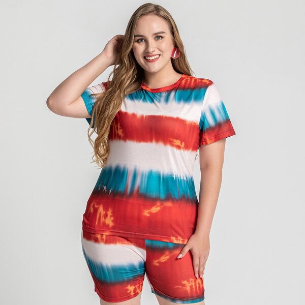 

Plus Tie Dye Tee & Biker Shorts Set, Multicolor
