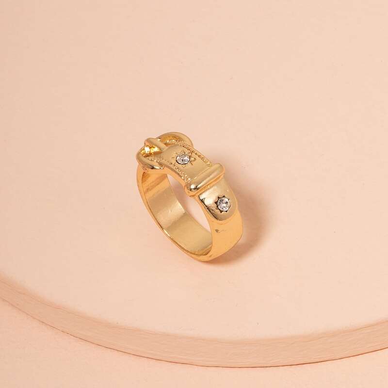 

1pc Rhinestone Belt Ring, Gold