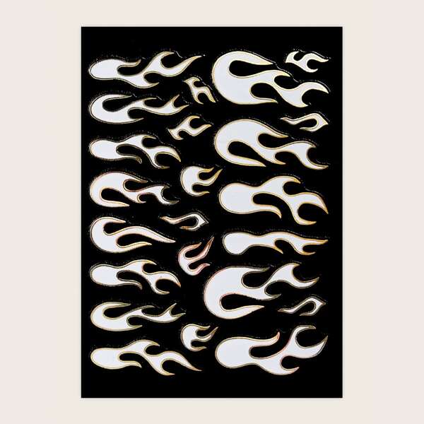 

1sheet Fire Pattern Nail Sticker, Gold