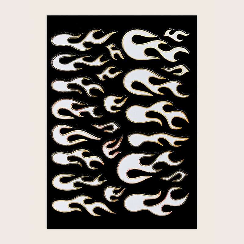 

1sheet Fire Pattern Nail Sticker, Gold