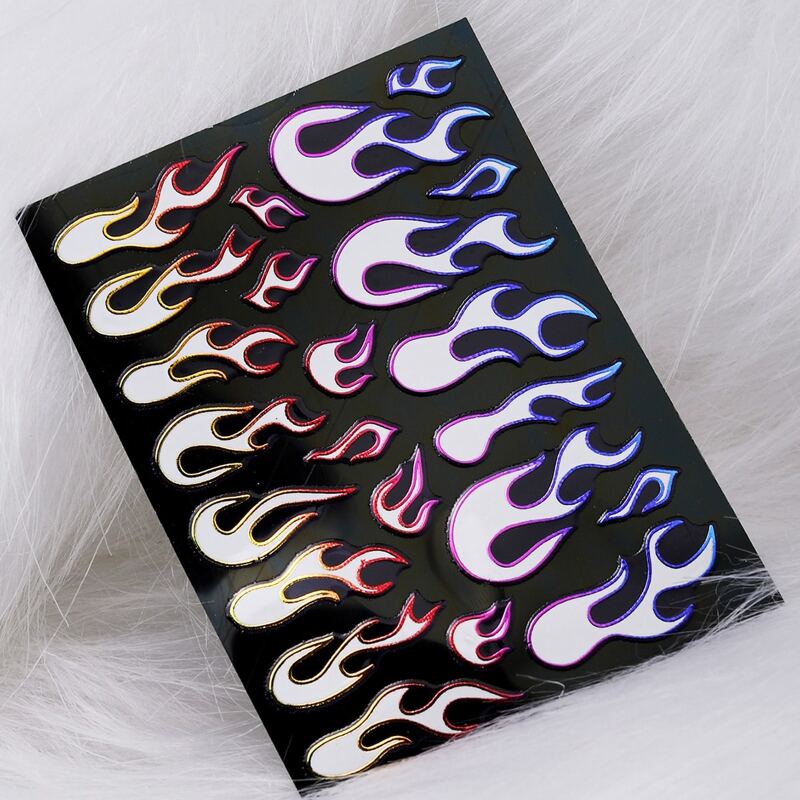 

1sheet Fire Pattern Nail Sticker, Multicolor