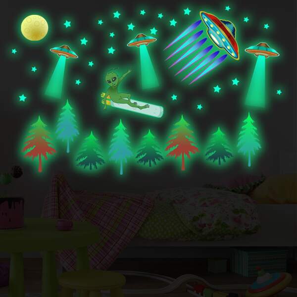 

Kids Alien Print Glow Sticker, Multicolor