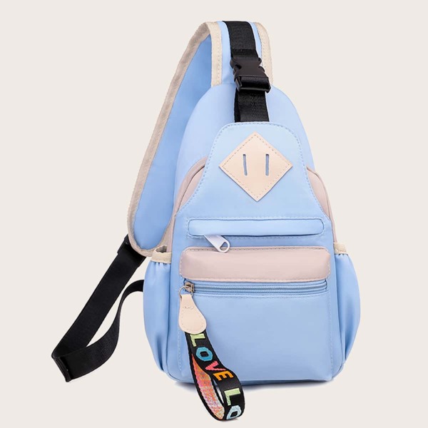 

Letter Graphic Two Tone Sling Bag, Blue