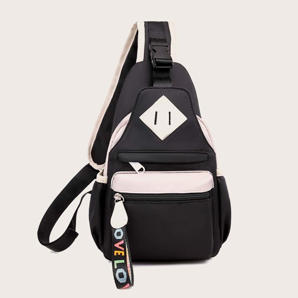 

Letter Graphic Two Tone Sling Bag, Black