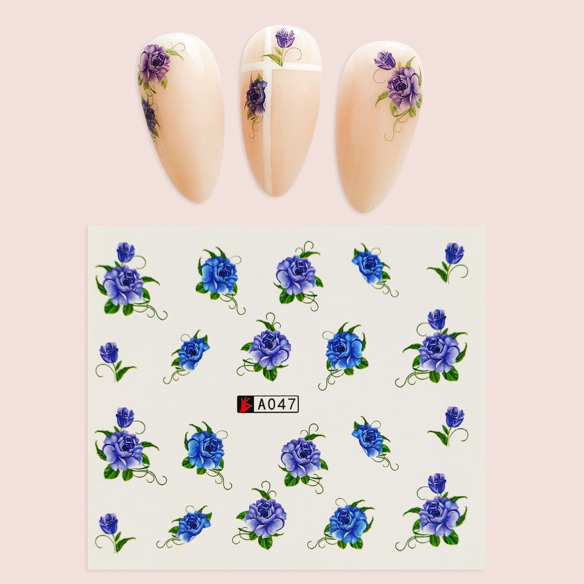 

1sheet Rose Pattern Nail Sticker, Multicolor