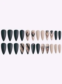 24 片装假指甲和双面胶贴片指甲美甲用品指甲 - 彩色 - 查看 2