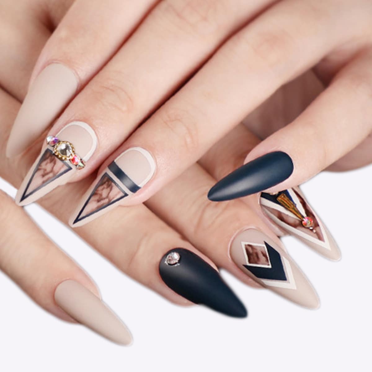 

24pcs False Nail & Double Sided Tape, Multicolor