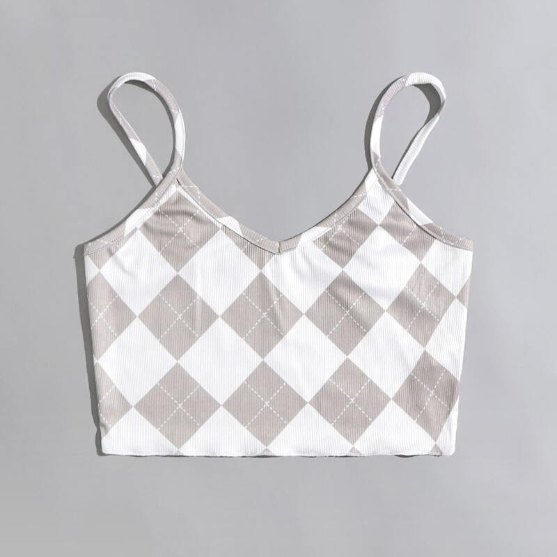 

Argyle Pattern Crop Cami, Multicolor