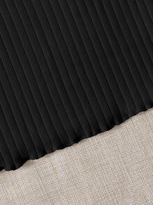 SHEIN EZwear Plus Mock Neck Lettuce Trim Rib-knit Tee - Black - View 5