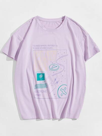 Manfinity Men Slogan And Graphic Print Tee