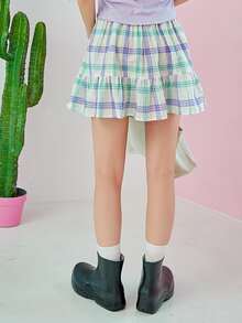 DAZY Falda bajo con fruncido de cuadros - Multicolor - Ver 2