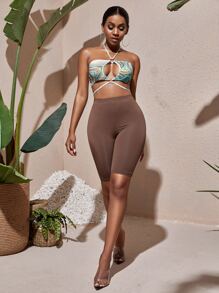 SHEIN SXY O形環挖空前後繫帶繞頸上衣 - 彩色 - 查看 5