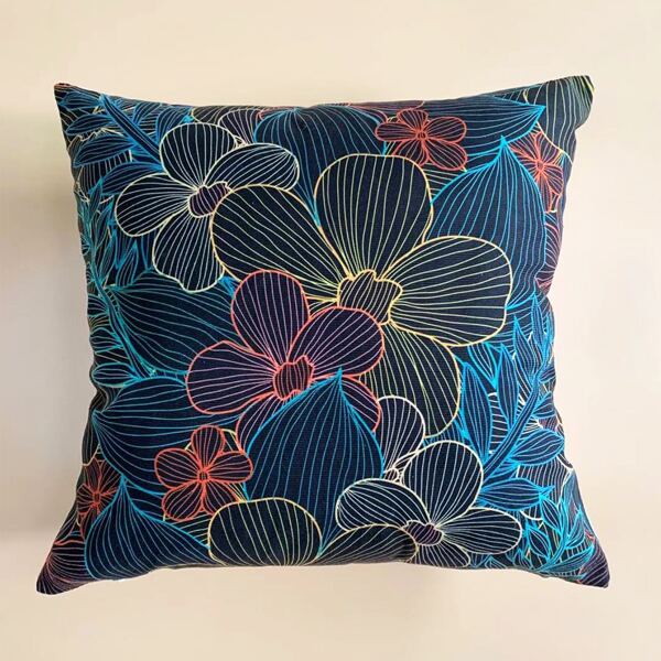 

Flower Print Cushion Cover Without Filler, Multicolor