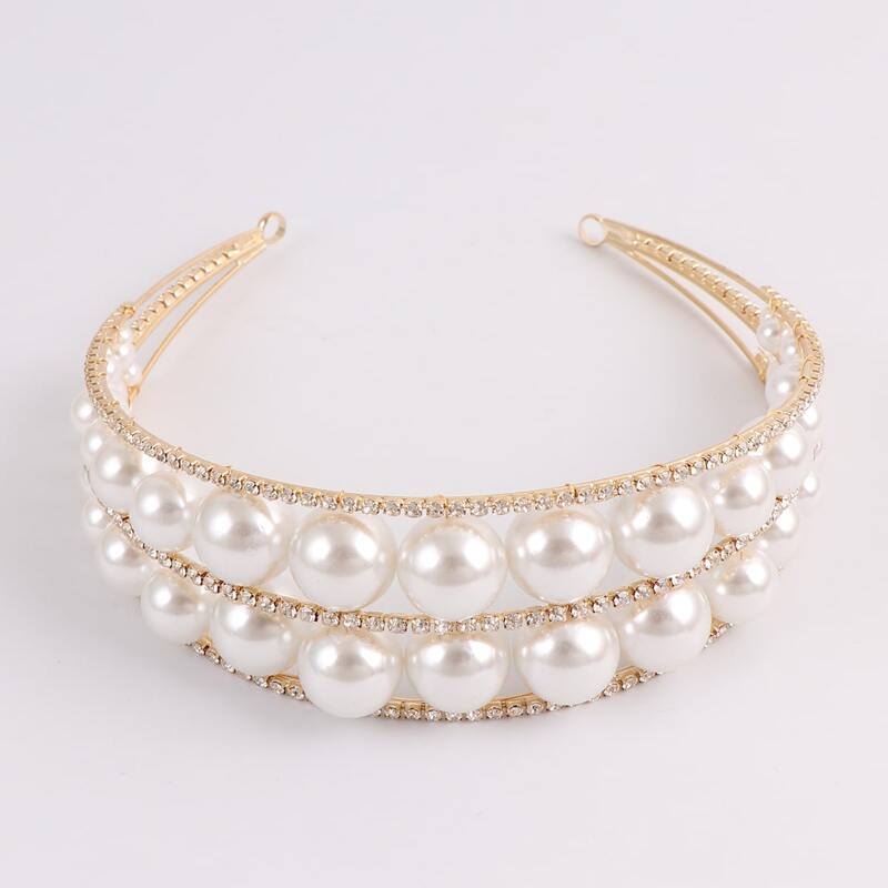 

Faux Pearl Beaded Headband, Gold