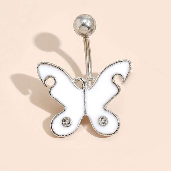 

Butterfly Decor Navel Belly Ring, White