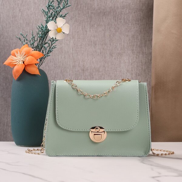 

Minimalist Push Lock Crossbody Bag, Mint green