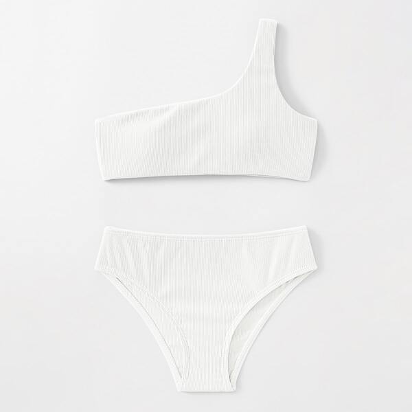 

Girls One Shoulder Bikini Swimsuit, White