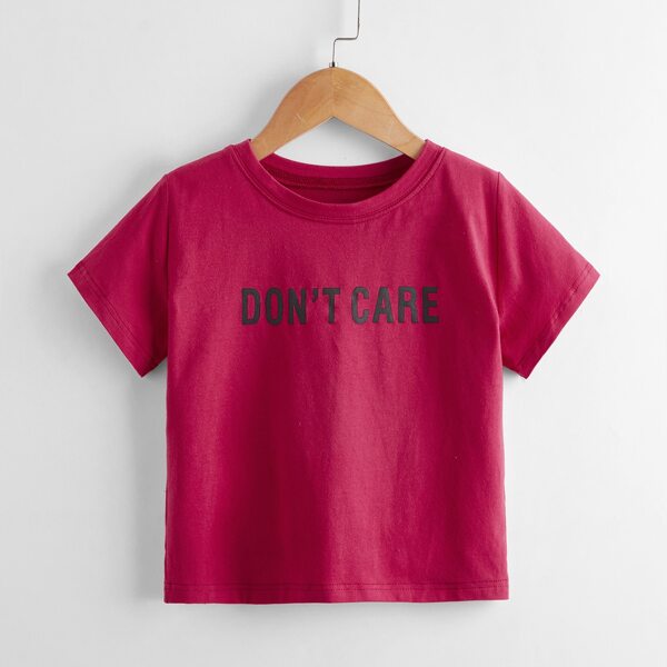 

Toddler Girls Slogan Graphic Tee, Rose red