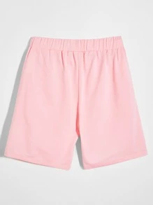 Manfinity Men Slogan Graphic Drawstring Waist Shorts - Pink - View 2