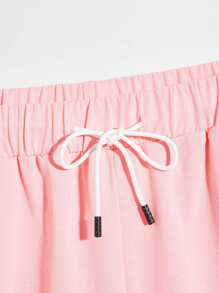 Manfinity Men Slogan Graphic Drawstring Waist Shorts - Pink - View 4
