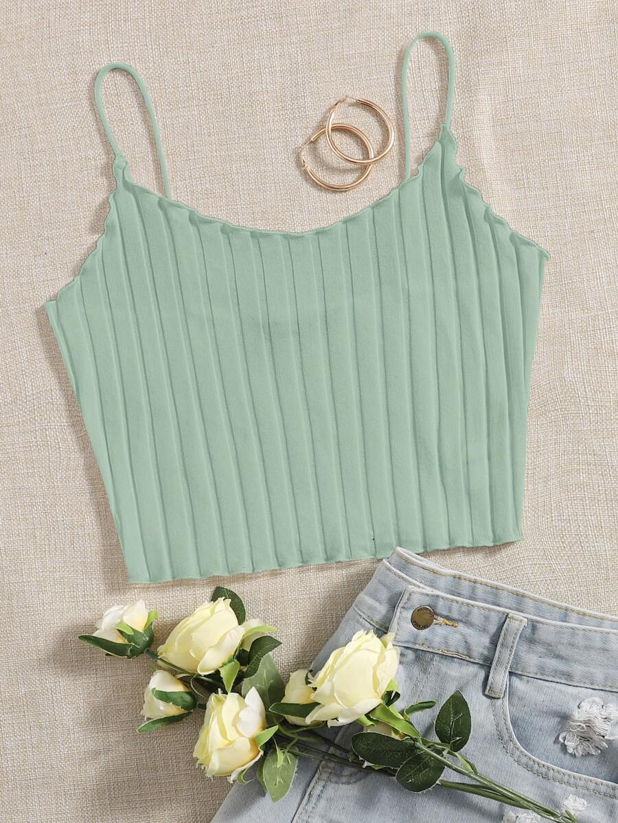 Muchica Lettuce Trim Cami Top - Mint Green - View 1