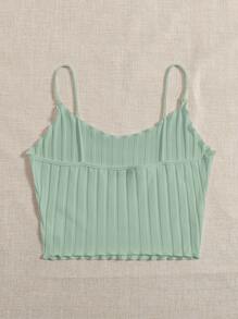 Muchica Lettuce Trim Cami Top - Mint Green - View 2
