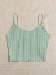 Muchica Lettuce Trim Cami Top - Mint Green - View 5