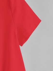 SHEIN Essnce Áo thun Thắt nút màu trơn Giải trí - Đỏ - Xem 3