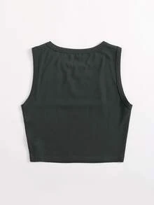 SHEIN EZwear Top tank corto unicolor - Gris Oscuro - Ver 2