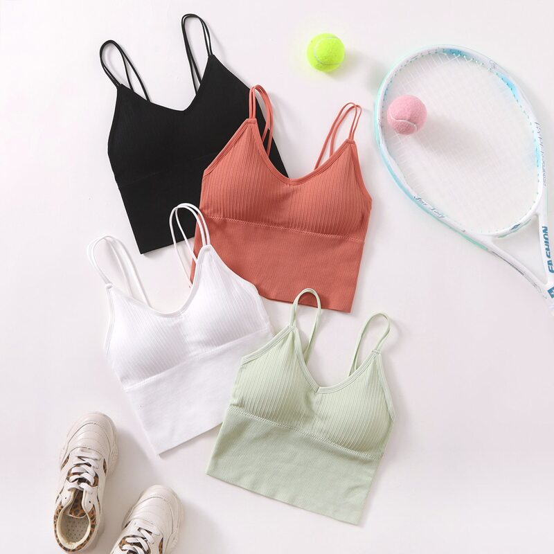 

4pcs No Show Medium Support Sports Bra, Multicolor