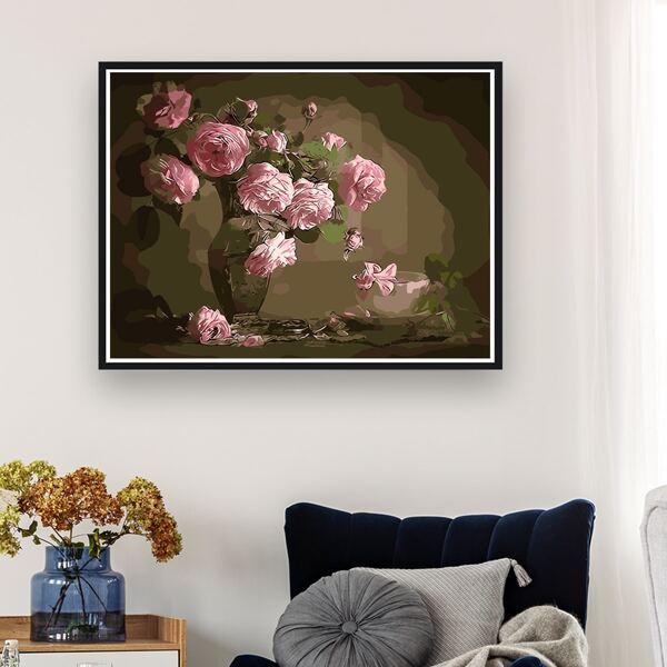 

Flower Print DIY Diamond Unframed Painting, Multicolor