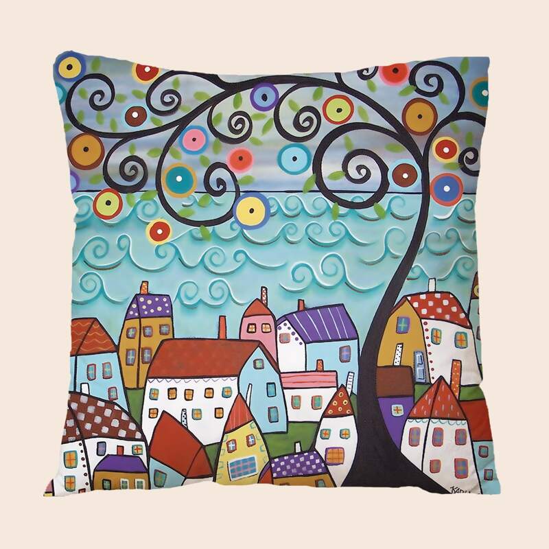 

Tree Print Cushion Cover Without Filler, Multicolor