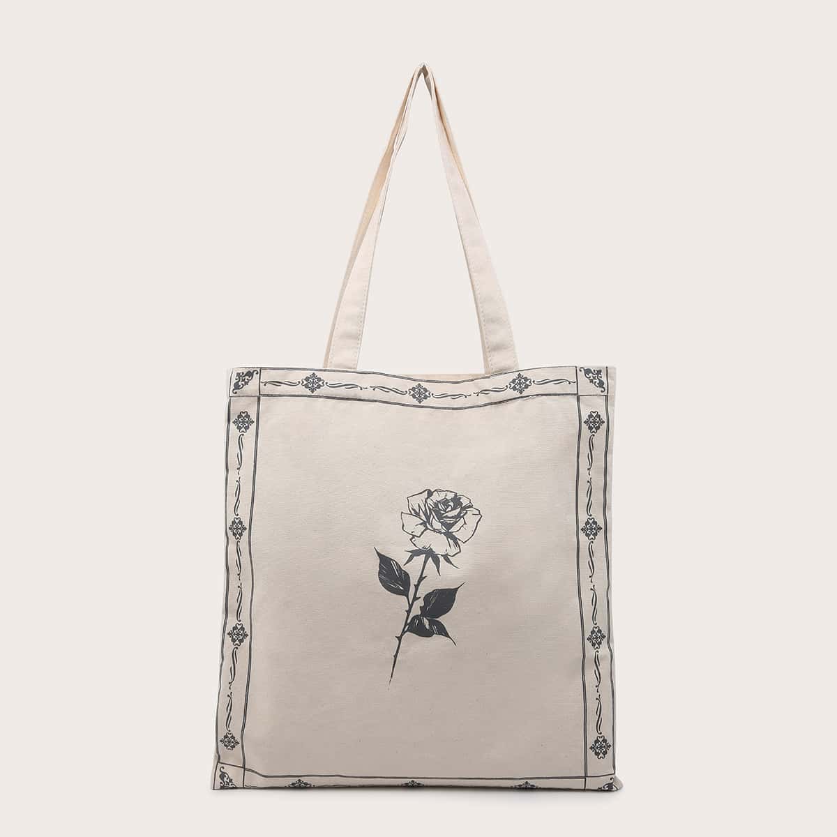 

Rose Tote Bag, Beige