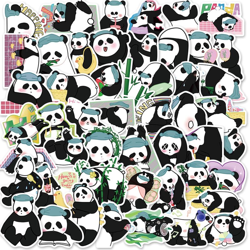 

50pcs Cartoon Panda Print Sticker, Multicolor