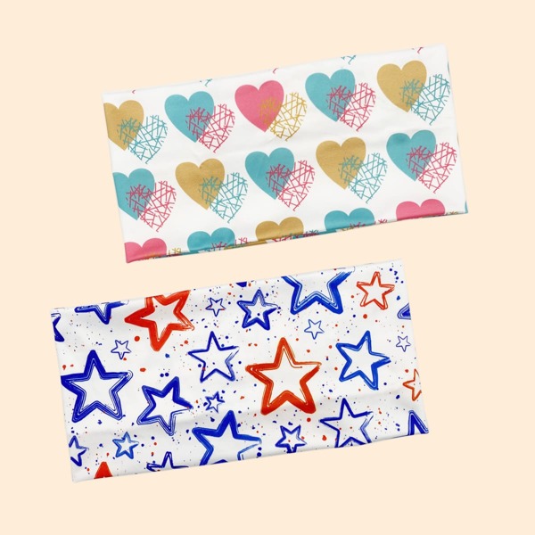 

2pcs Star Print Hair Band, Multicolor