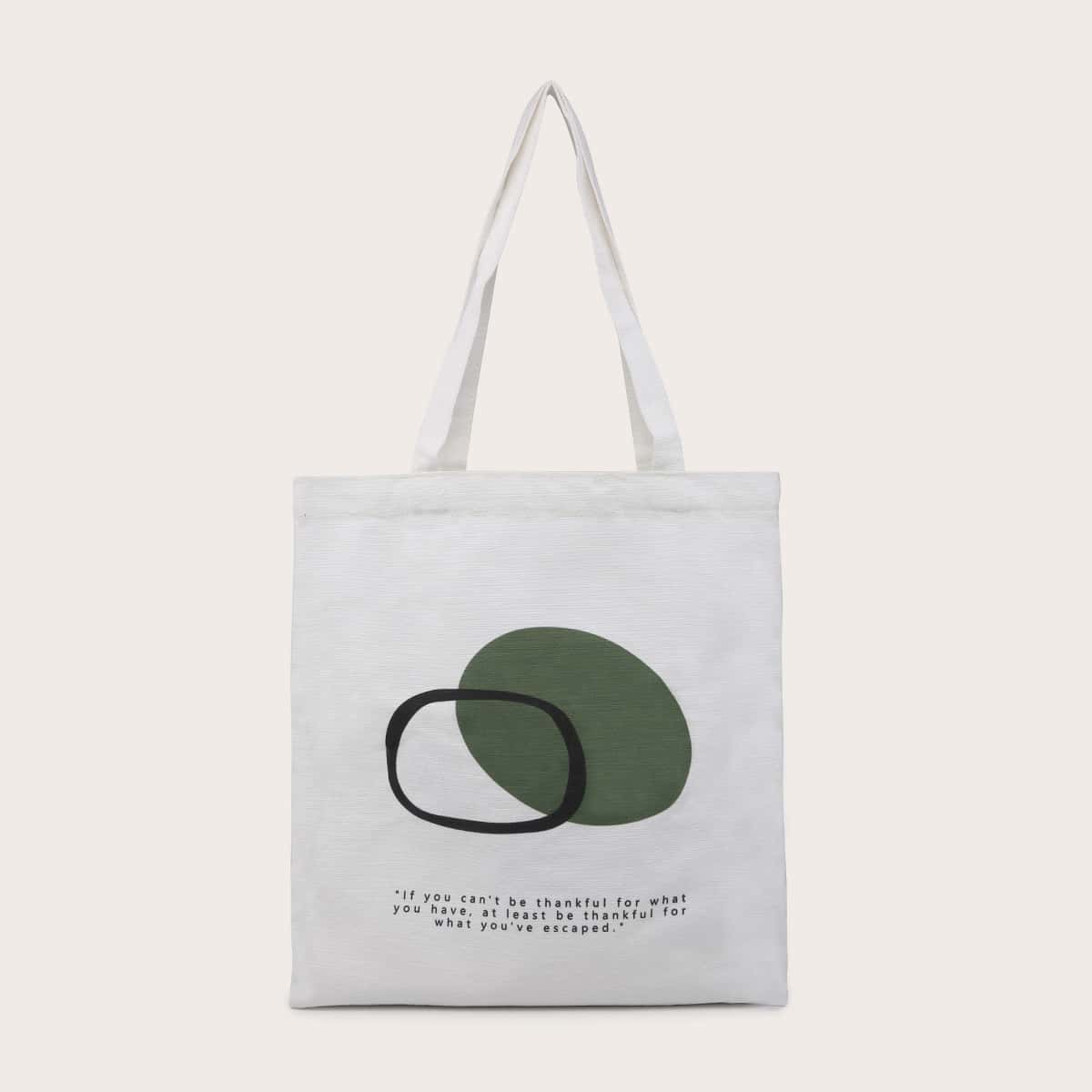 

Slogan Graphic Tote Bag, White