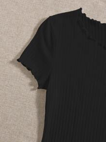 Muchica Body unicolor tejido de canalé ribete en forma de lechuga - Negro - Ver 4