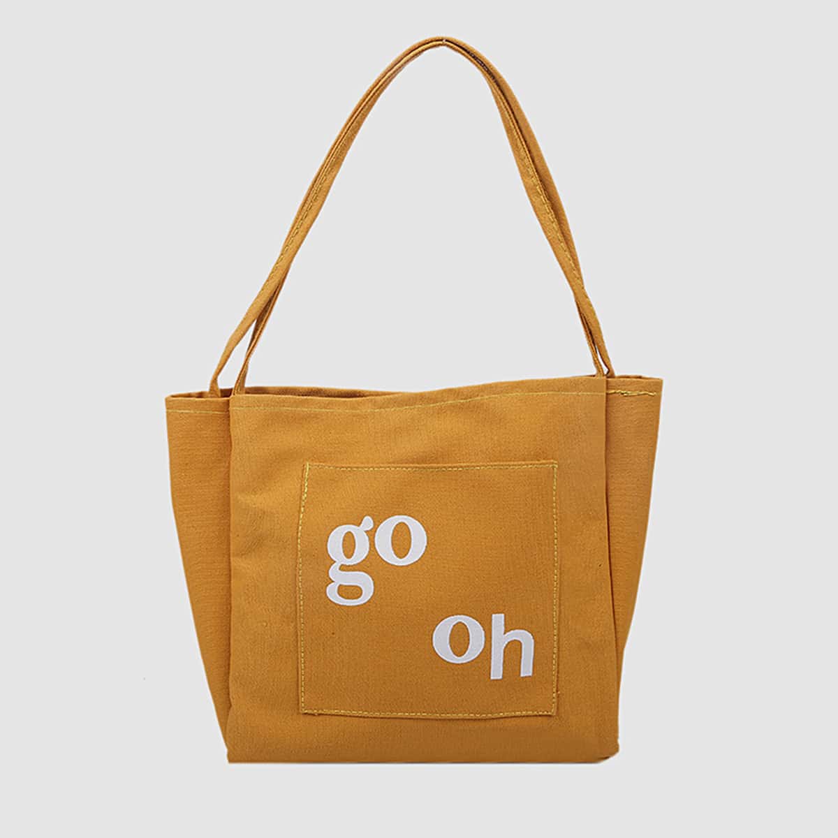 

Slogan Graphic Tote Bag, Yellow